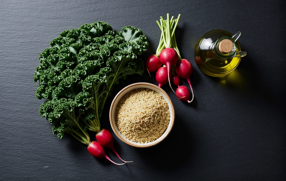 Świeże produkty spożywcze na ciemnym blacie